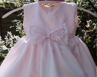 Soft Pink Satin Baby Dress