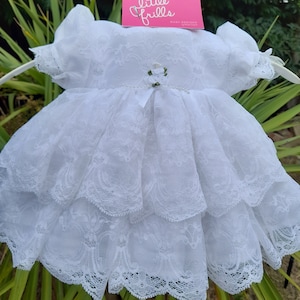Adorable Double Lace Overlay Baby Dress. ( Only size 0 - 3 mths left )