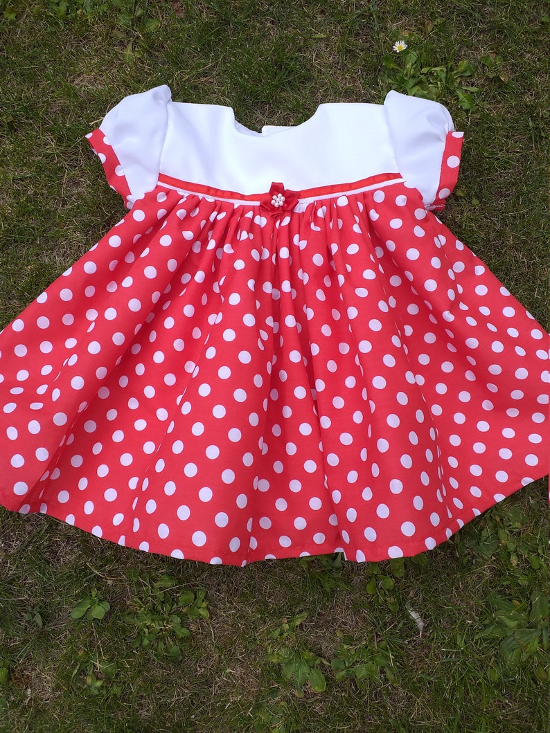 Red Spot With White Yoke Baby Dress image 5