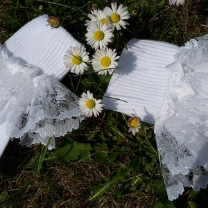 White or Pink Lace Edged Baby Socks image 4