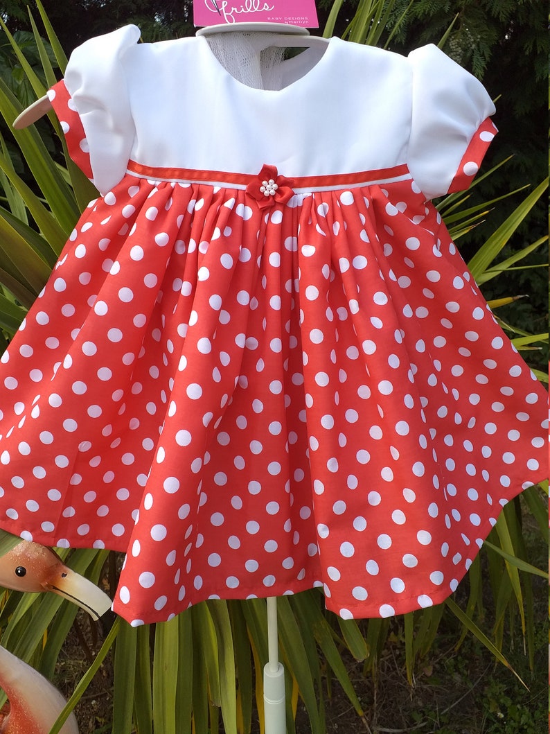 Red Spot With White Yoke Baby Dress image 3