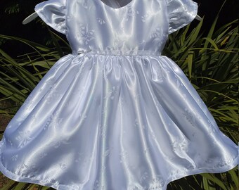 Lily White Satin Baby Dress