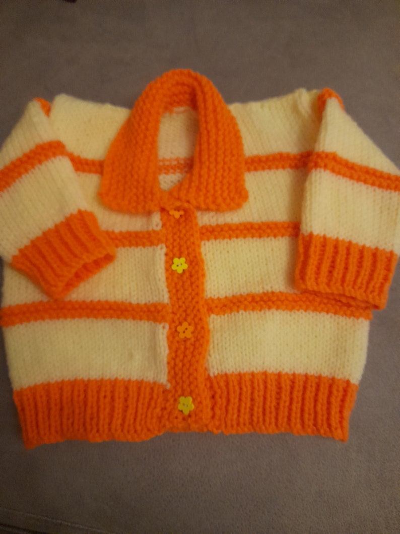 Zitrone und Orange Baby Strickjacke Bild 1