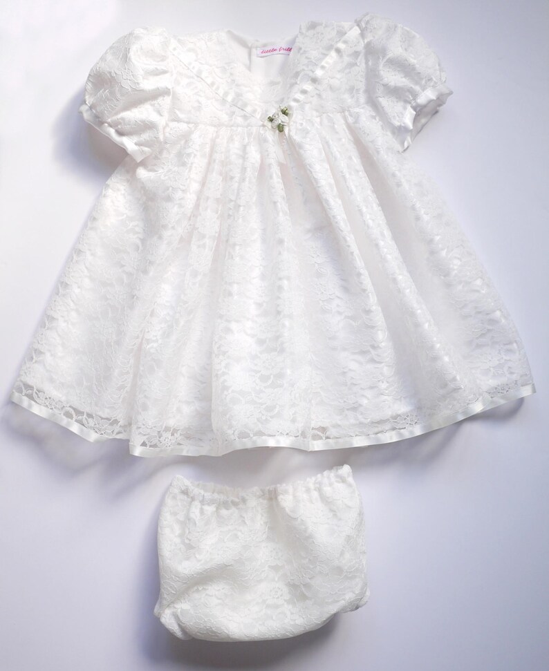 Ivory Lace Over Satin Christening / Special Occasion Dress image 2