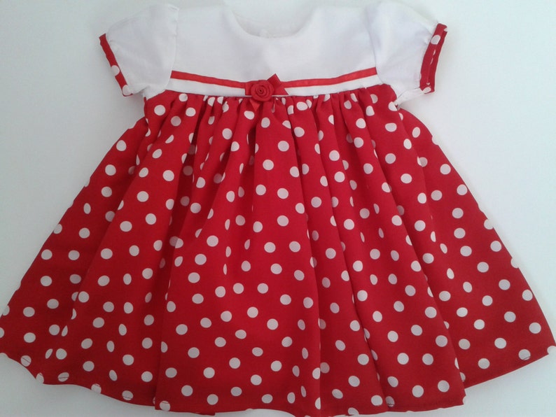 Red Spot With White Yoke Baby Dress image 1