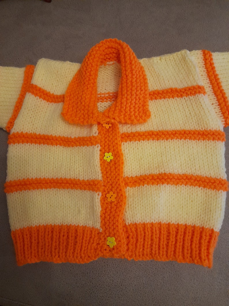 Zitrone und Orange Baby Strickjacke Bild 2