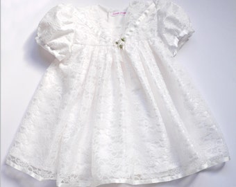 Ivory Lace Over Satin Christening / Special Occasion Dress