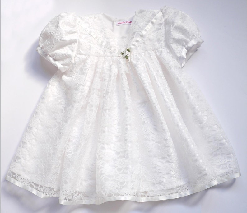 Ivory Lace Over Satin Christening / Special Occasion Dress image 1