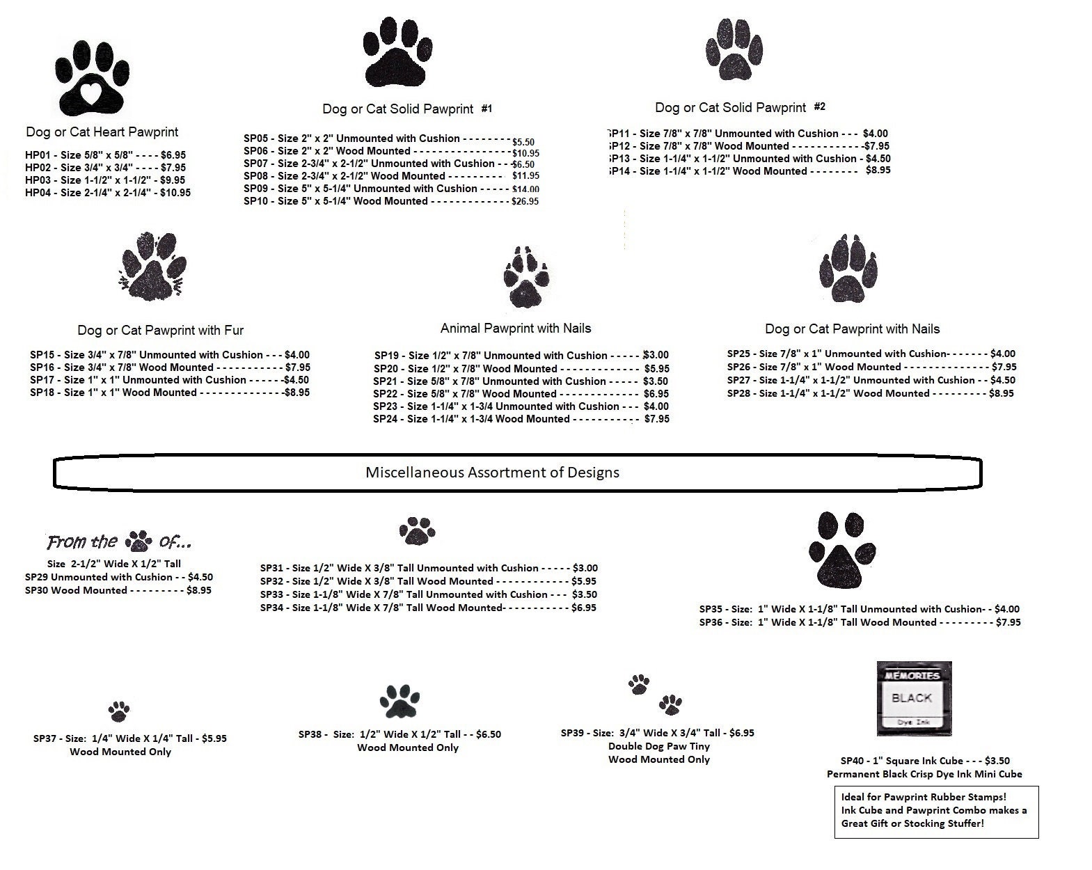 Paw Print Rubber Stamp Assortment