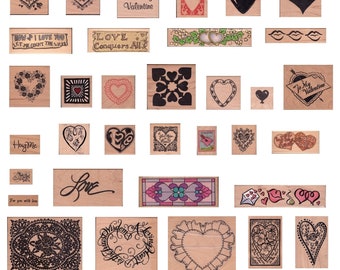 Vintage Valentine and Heart Rubber Stamps