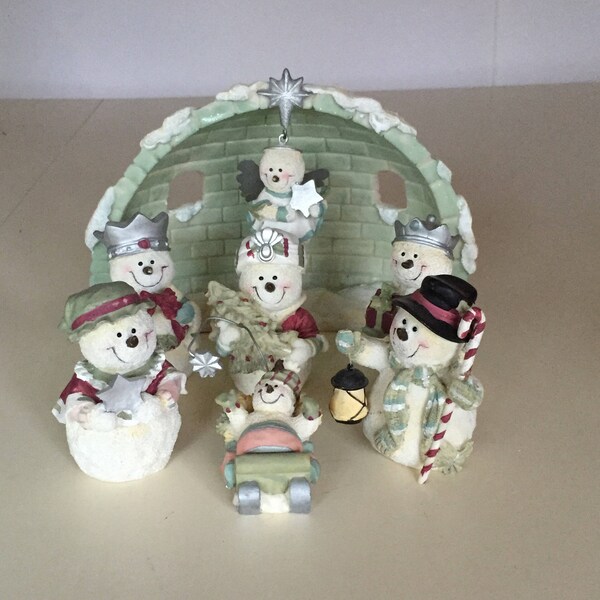 Snowman Nativity Set, Igloo Snowman Christmas Display