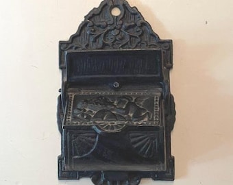 Vintage Cast Iron Kitchen Double Pocket Match Holder