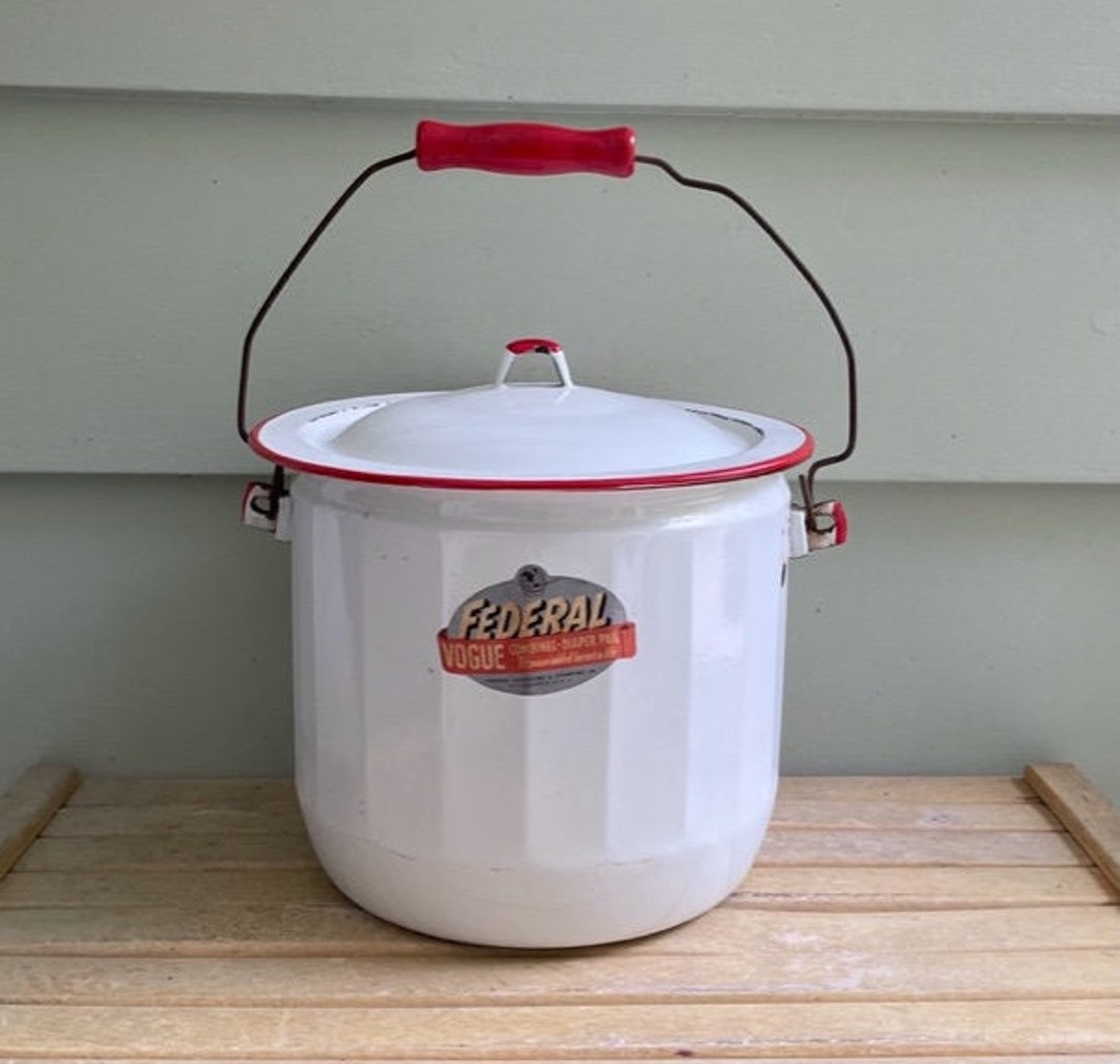 Vintage Federal Enamel Diaper Pail Enamel Chamber Pot Etsy