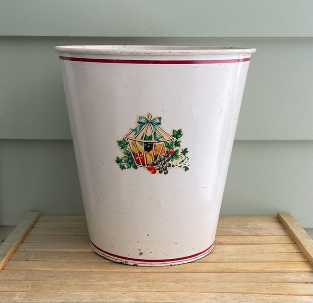 Large Vintage Metal Waste Basket Etsy