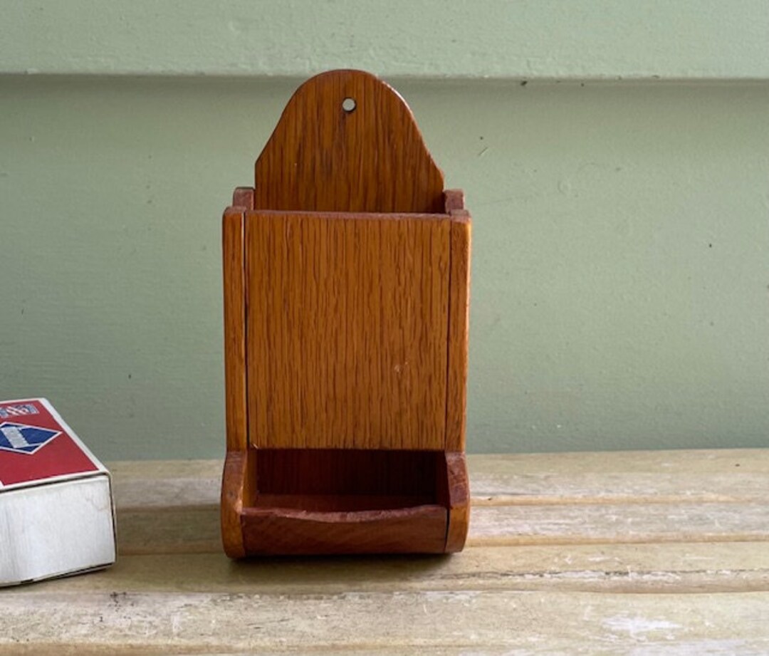 Vintage Wood Kitchen Matchbox Holder - Etsy