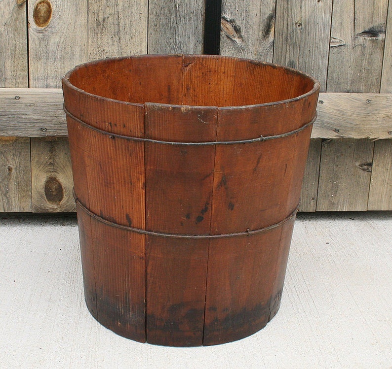 Antique Wood Bucket Grain Storage Bucket Farm Bucket Maple Etsy