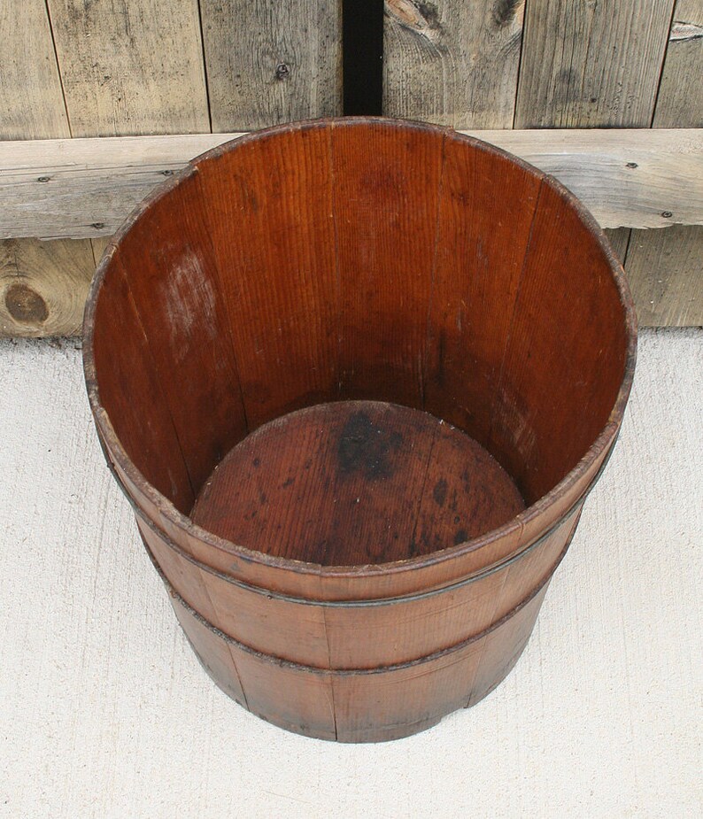 Antique Wood Bucket Grain Storage Bucket Farm Bucket Maple Etsy