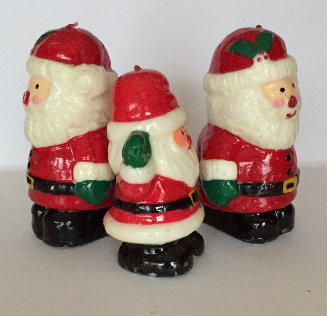 Three Vintage Santa Claus Candles Christmas Novelty Candles Etsy