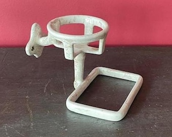 Vintage Soap Dish And Cup Holder, Wall Mount Enameled Cast Iron, Vintage Bathroom