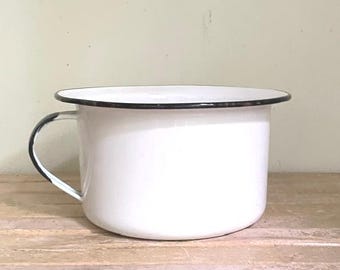 Enamel Potty Chair Pot, Vintage Enamel