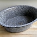 Oval Speckled Gray Graniteware Wash Basin, Vintage Farm Basin 