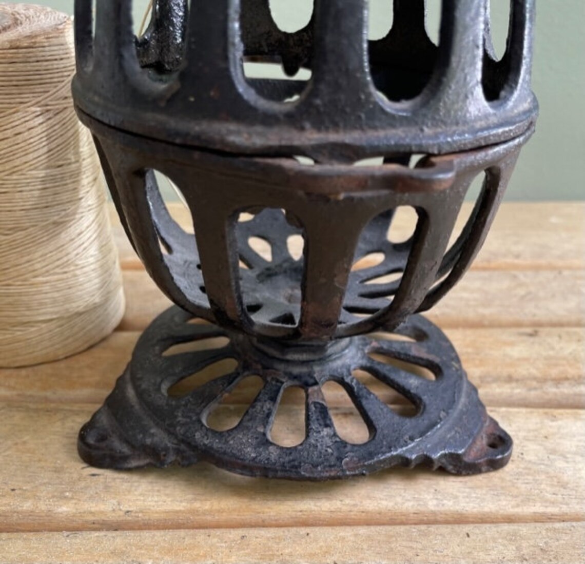 Vintage Cast Iron String Holder Tabletop Cast Iron Twine Etsy