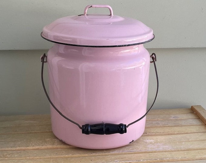 Pink Enamel Diaper Pail, Vintage Enamelware Etsy