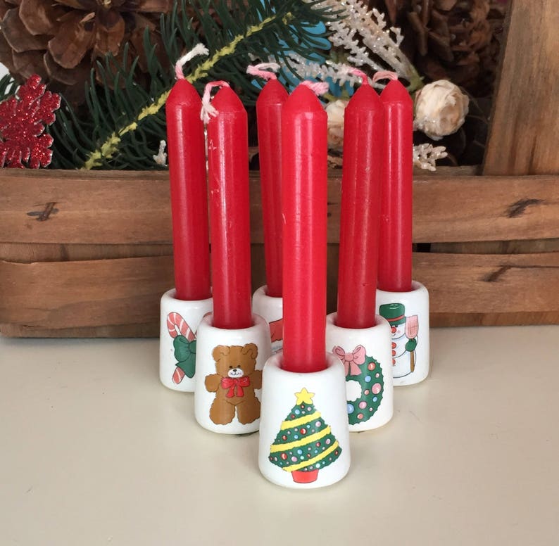 Vintage Christmas Candle Holders and Candles Enesco Candle Etsy