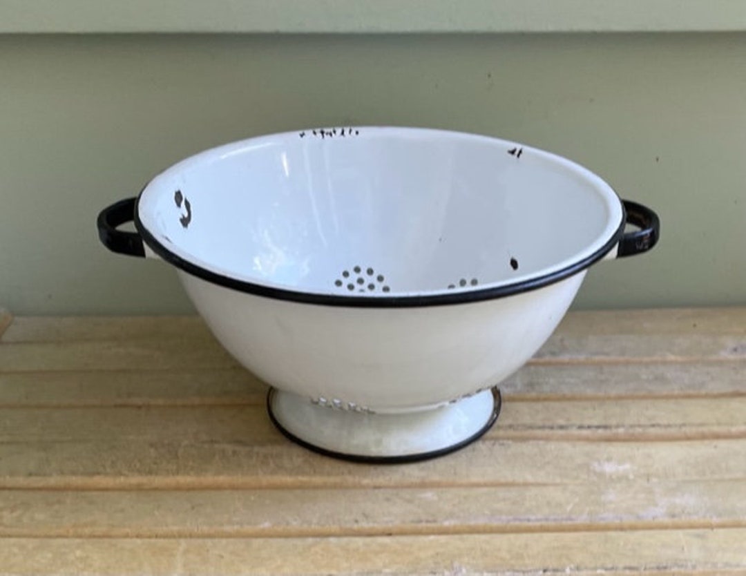 Vintage Enamel Colander, Farmhouse Kitchen Etsy