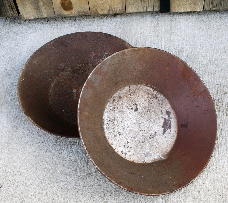 Antique Gold Mining Pans Set Of Two Gold Prospector Pans Etsy