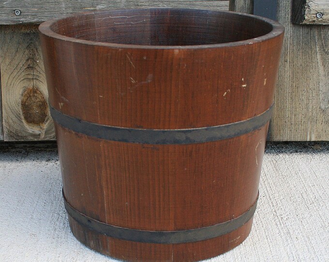 Antique Wood Bucket Grain Storage Bucket Primitive Farm Etsy