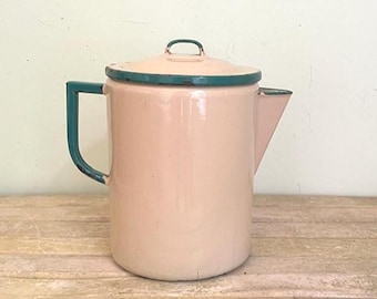 Vintage Enamel Tea Kettle, Campfire Coffee Pot