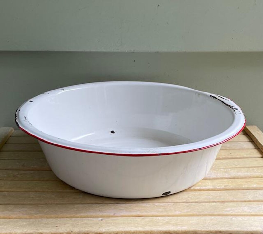 Vintage Enamel Wash Basin, Vintage Farm Basin - Etsy