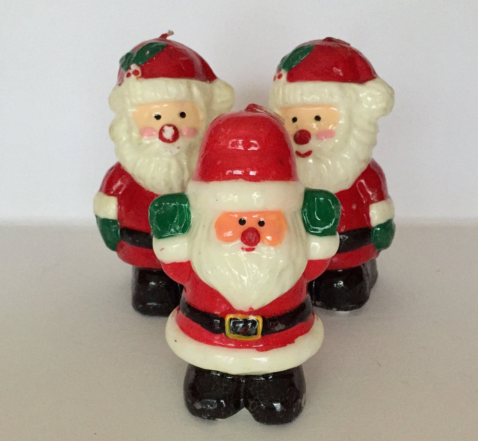 Three Vintage Santa Claus Candles Christmas Novelty Candles Etsy