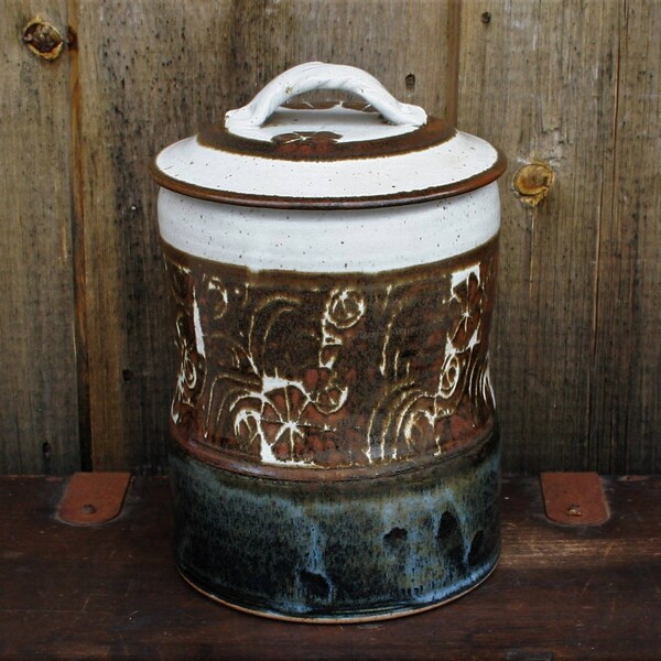 Vintage Kaplan Gekosky Stoneware Cookie Jar,  Edward Kaplan Stoneware Storage Jar, Ohio Pottery