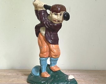 Vintage Golfer Cast Iron Doorstop