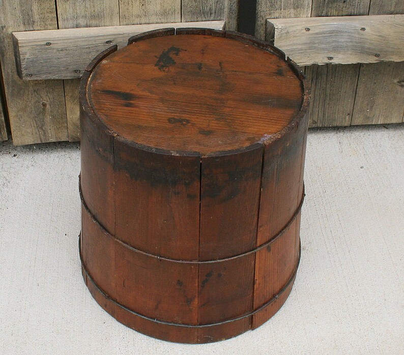 Antique Wood Bucket Grain Storage Bucket Farm Bucket Maple Etsy