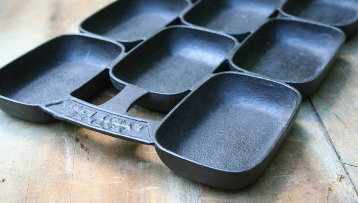 Antique Cast Iron Waterman Biscuit Cornbread Pan Etsy