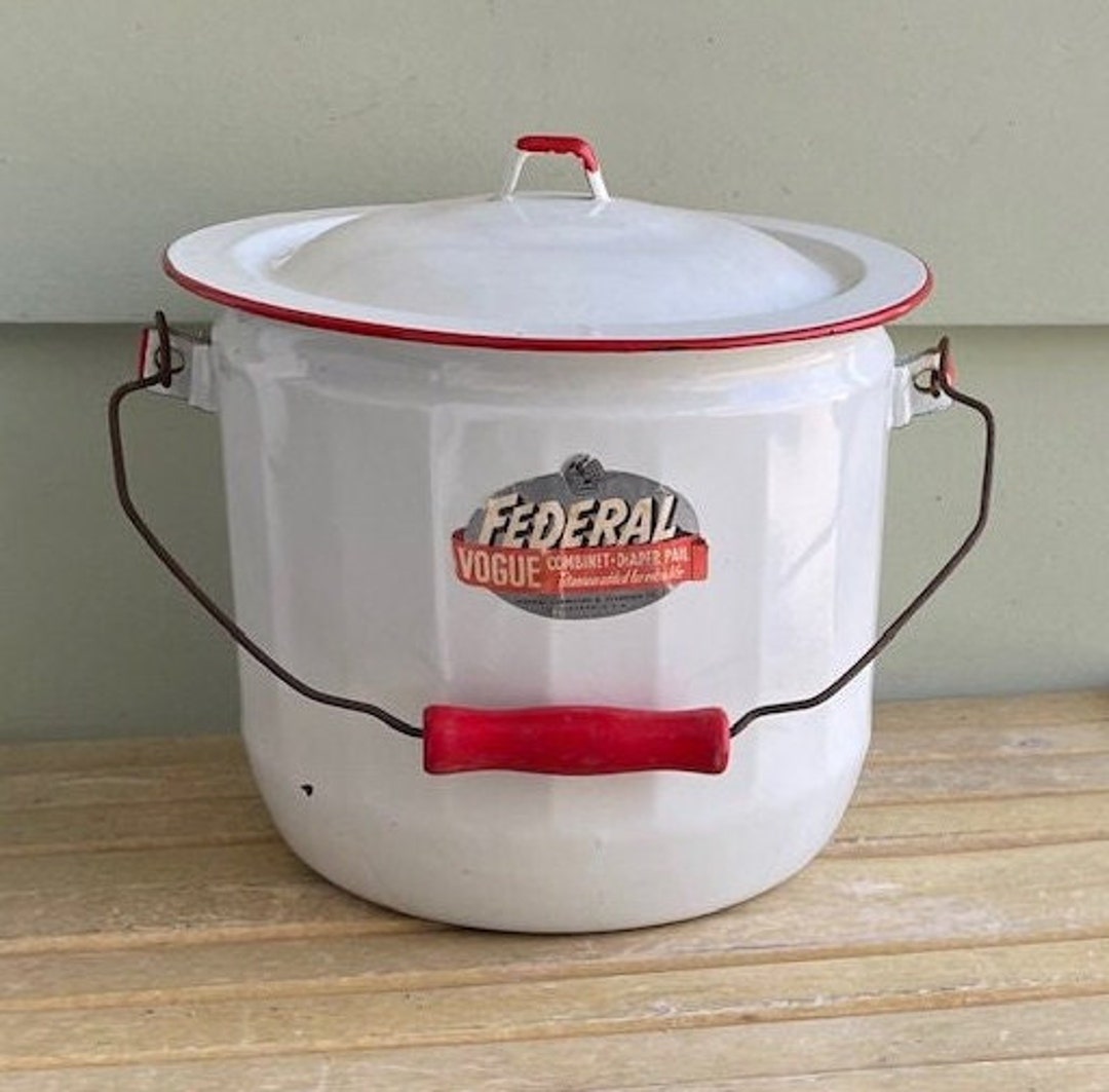 Vintage Federal Enamel Diaper Pail, Enamel Chamber Pot Etsy