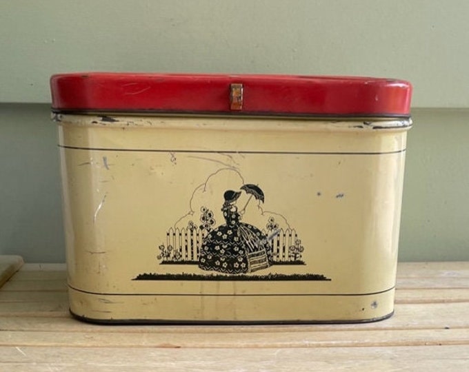 Vintage Tin Bread Box With Hinged Lid Etsy