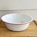 Large Enamel Wash Basin White With Red Trim, Vintage Enamel Farm Basin 