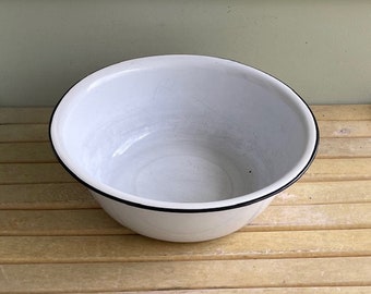 Vintage Enamel Wash Basin, Farmhouse Enamelware