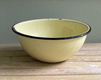 Vintage Yellow Enamel Mixing Bowl
