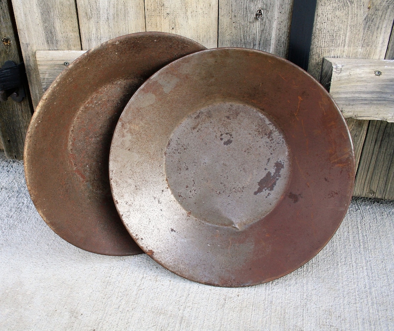 Antique Gold Mining Pans Set Of Two Gold Prospector Pans Etsy