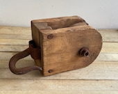 Vintage Wood And Iron Pulley, Farmhouse Decor