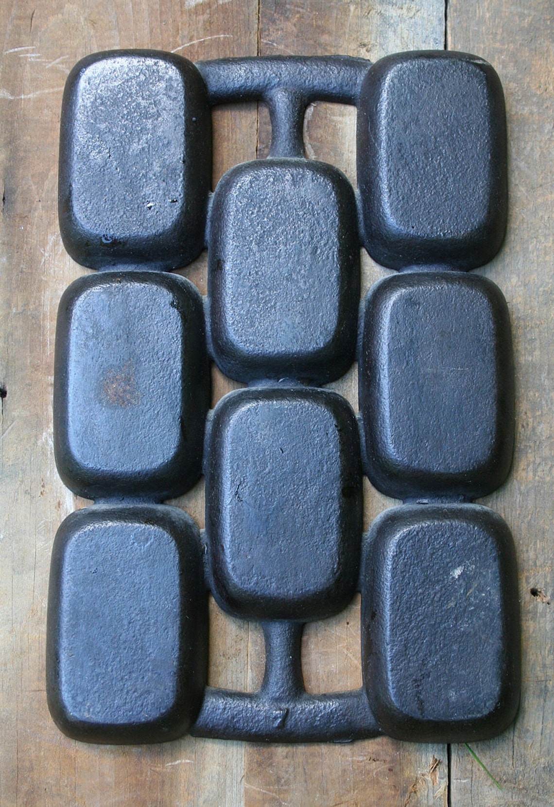 Antique Cast Iron Waterman Biscuit Cornbread Pan Etsy