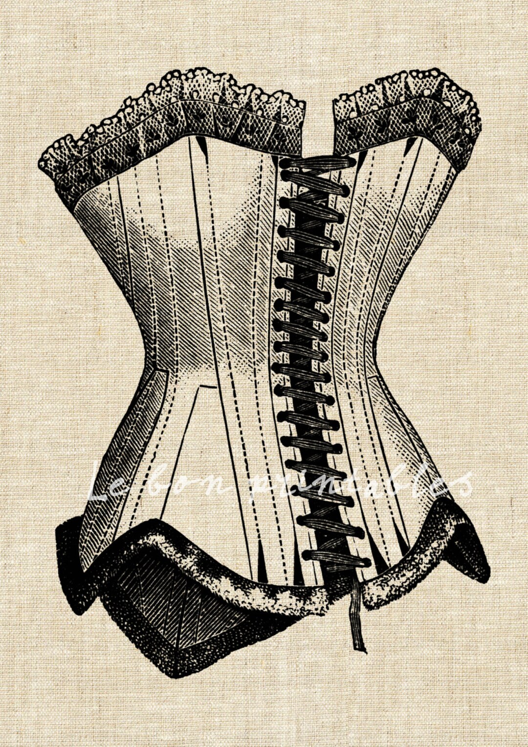 Printable Art Iron on Transfer Digital Image Download Vintage Corset - Etsy