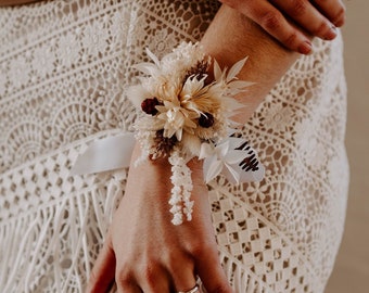 Montana Boho Dried Flower Wedding Wrist Corsage