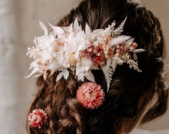 Soho Pink Half Crown Dried Flower Bridal Wedding Headpiece