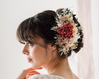 Ruby Dried Flower Bridal Wedding Headpiece